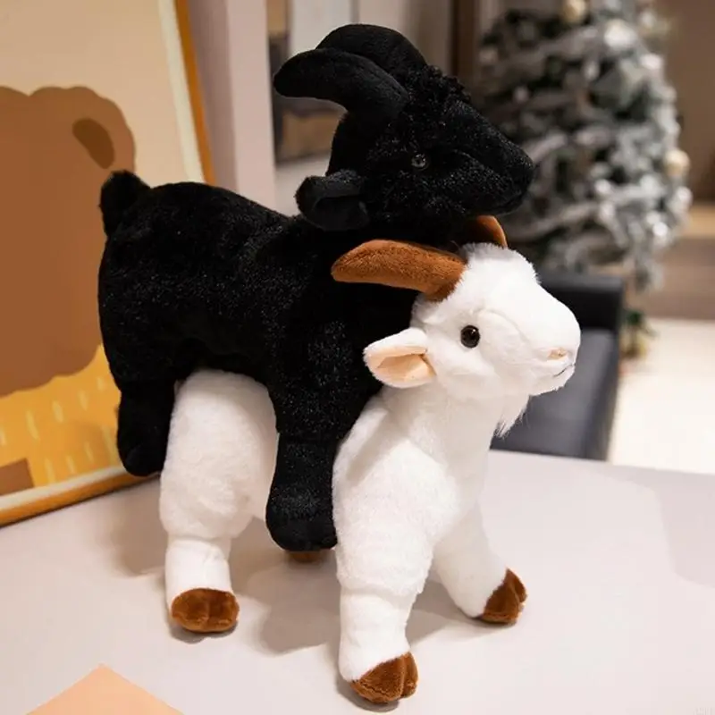 Śliczne piękne kozy pluszaki słodka kojąca lalka miękka wygodna koza lalka wczesna edukacja zabawka dla małych dzieci A2UB