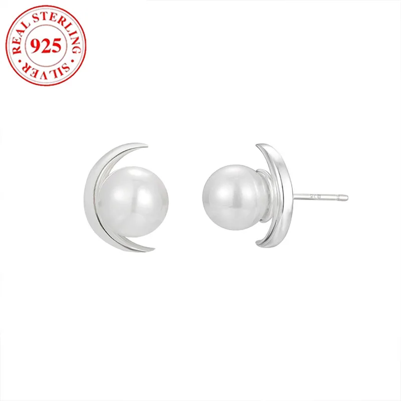 

S925 Silver Beads Moon Women's Earrings Hypoallergenic Suitable for Gift Giving