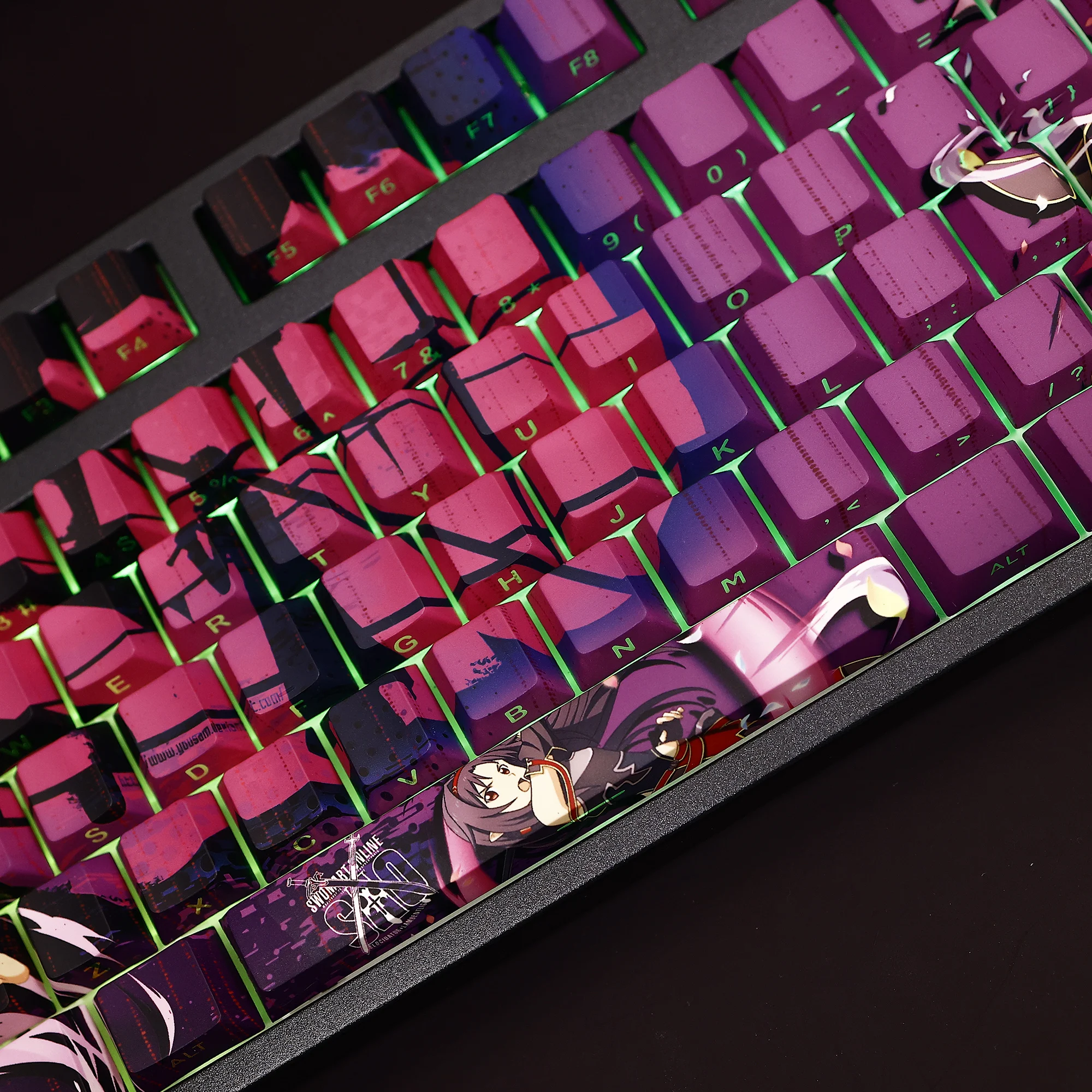 108 مفاتيح/مجموعة Yuuki Sword Art Online SAO لطيف فتاة لتقوم بها بنفسك PBT الكرز الشخصي أغطية المفاتيح لمفتاح MX للوحة المفاتيح الميكانيكية لعبة هدية #5