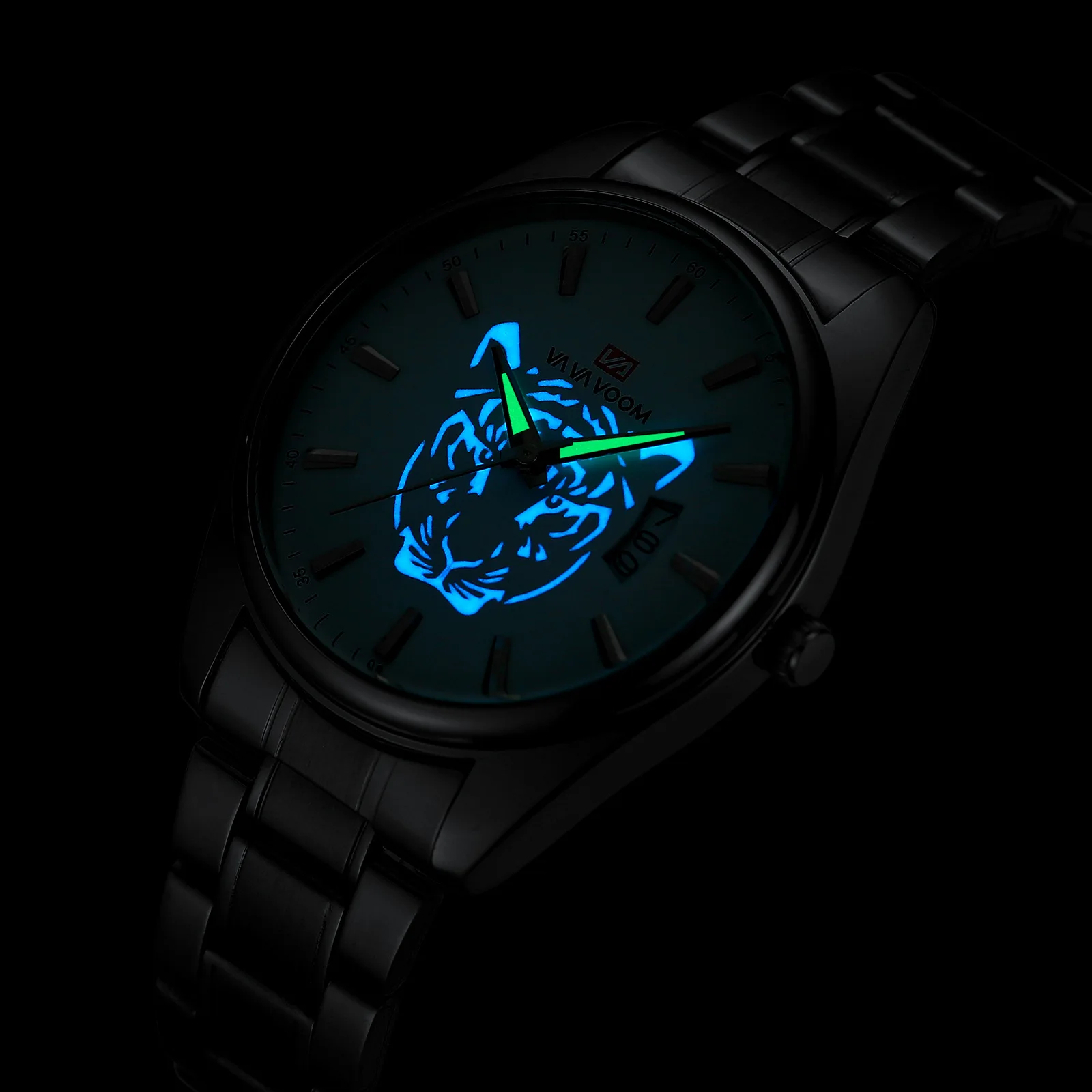 Men Watches Fashionable Trends Waterproof Luminous Calendar Stainless Steel Wristband Business Quartz Watch Clock Gift