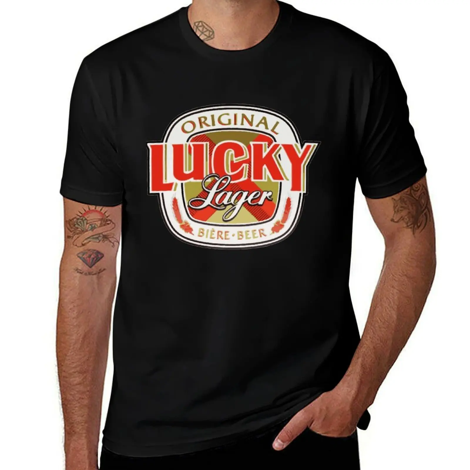 Lucky-Lager-San-Francisco-Beer T-Shirt man t shirt cotton T-Shirt