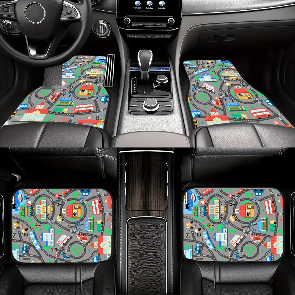 2pcs/4pcs City Road Car Floor Mats, Suitable For Sedans, Trucks, And SUVs - Ideal Gift Choice. Durable And Long-Lasting, Perfect