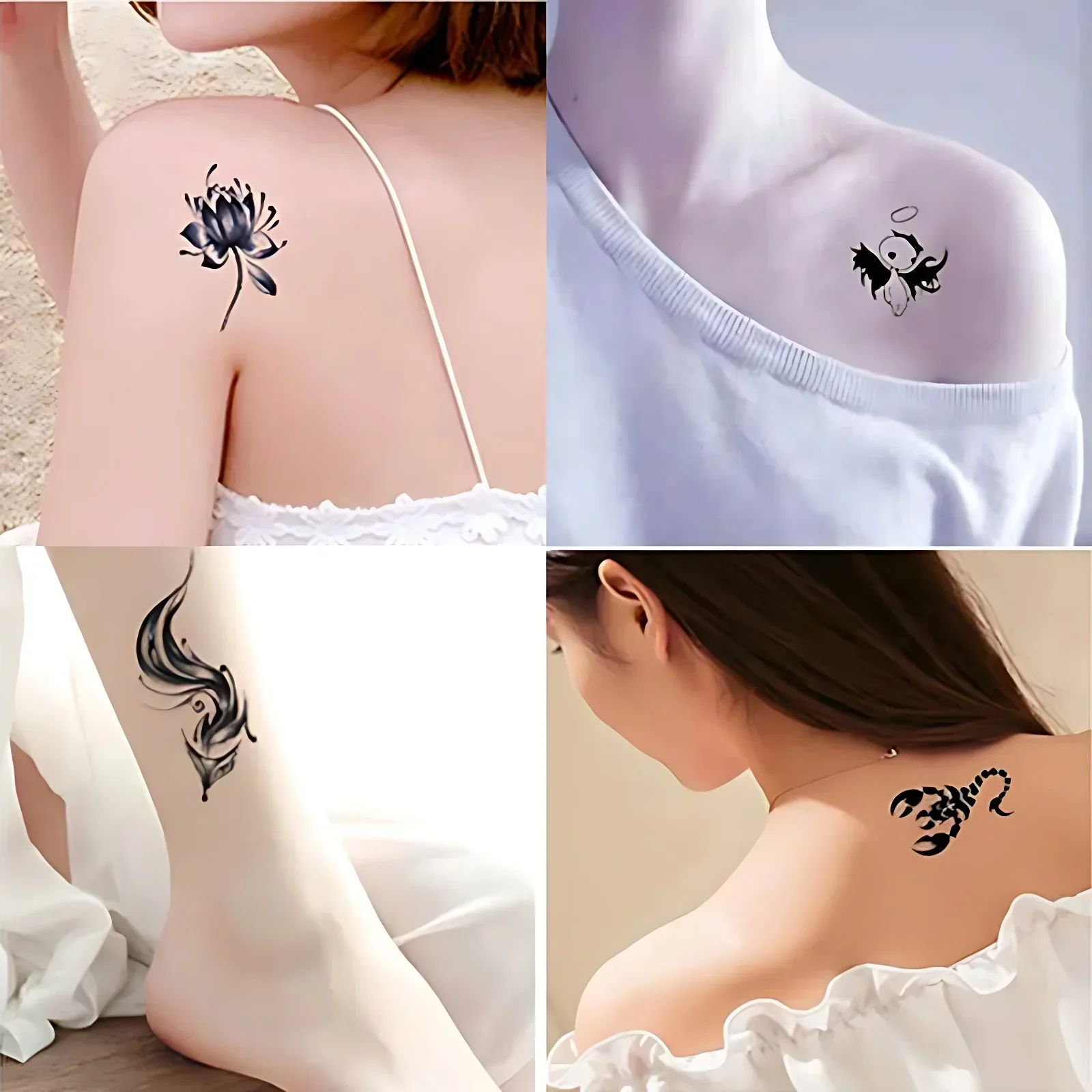 30pcs/set Men Star Totem Temporary Tattoo Sticker for Neck Hand Forearm Navel Deer Chinese Letter Cross Water Transfer Tattoo