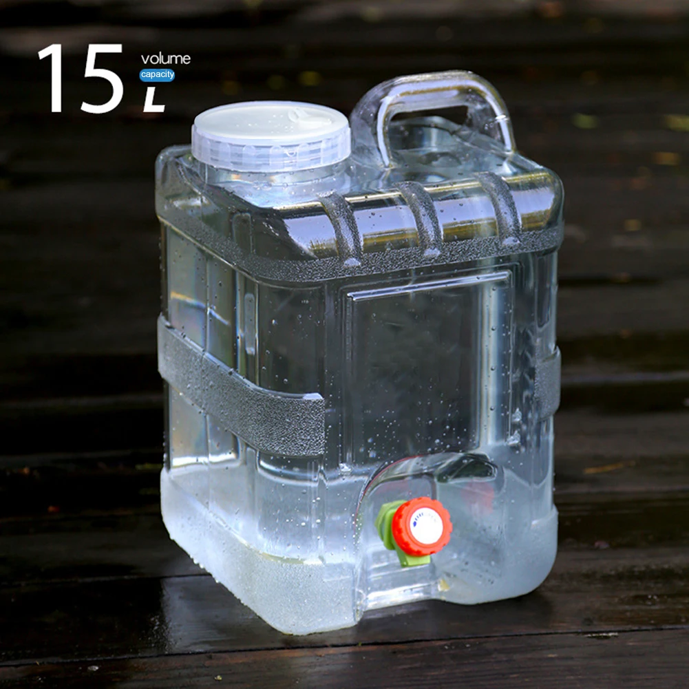 Portable Water Tank Container 15L Camping Bucket Water Storage with Faucet No Leakage Large Capacity for Camping Cooking Picnic