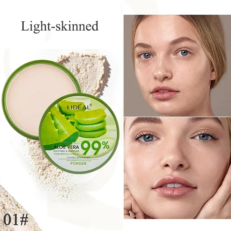 

99% Aloe Vera Moisturizer Face Powder Smooth Foundation Pressed Powder Makeup Concealer Pores Cover Whitening Brighten Cosmetics