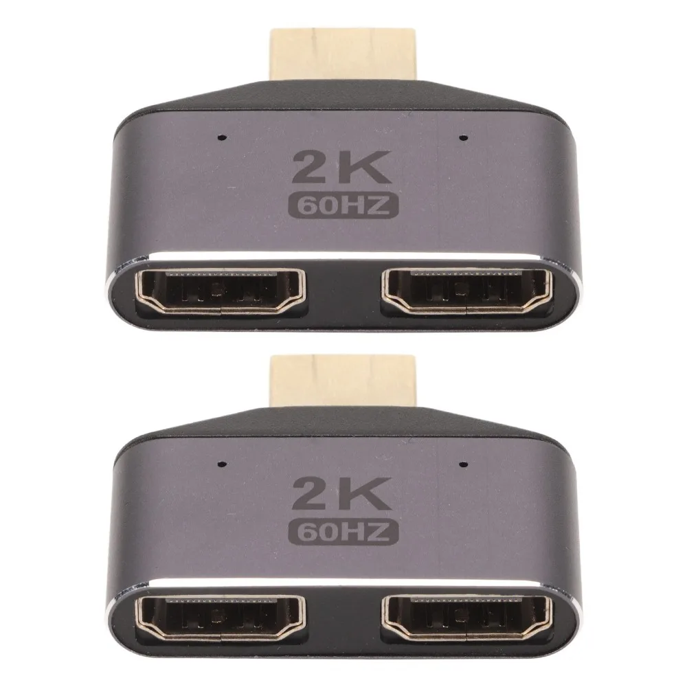 2PCS Male To Dual Female HD Multimedia Interface 1 to 2 Adapter 2K 60Hz with Indicator Light Video Splitter Adapter
