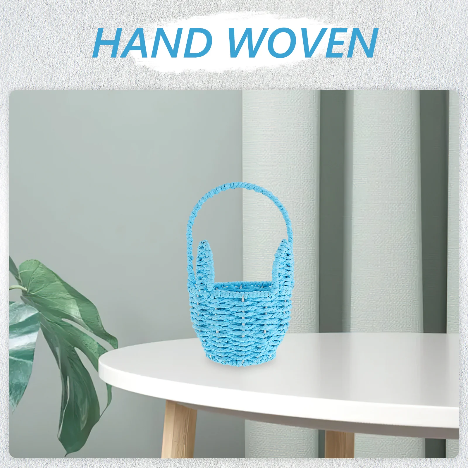 

Cute Cartoon Ear Woven Flower Basket for Weddings Small Storage Holder Creative Gift for Parties Decorative Home Decor