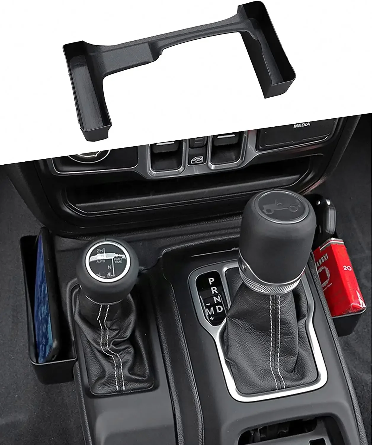 Spedking 2007-2017 2018-2021 2 Gear Shift Console Storage Box Shifter Side Tray Storage Organizer for Jeep Wrangler JK JL JT