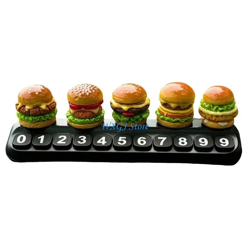 37JE Desktop Ornament Resin Dashboard Burger Decors for Car Console Display, Takeout-Box Figure with Small-Scale Detail