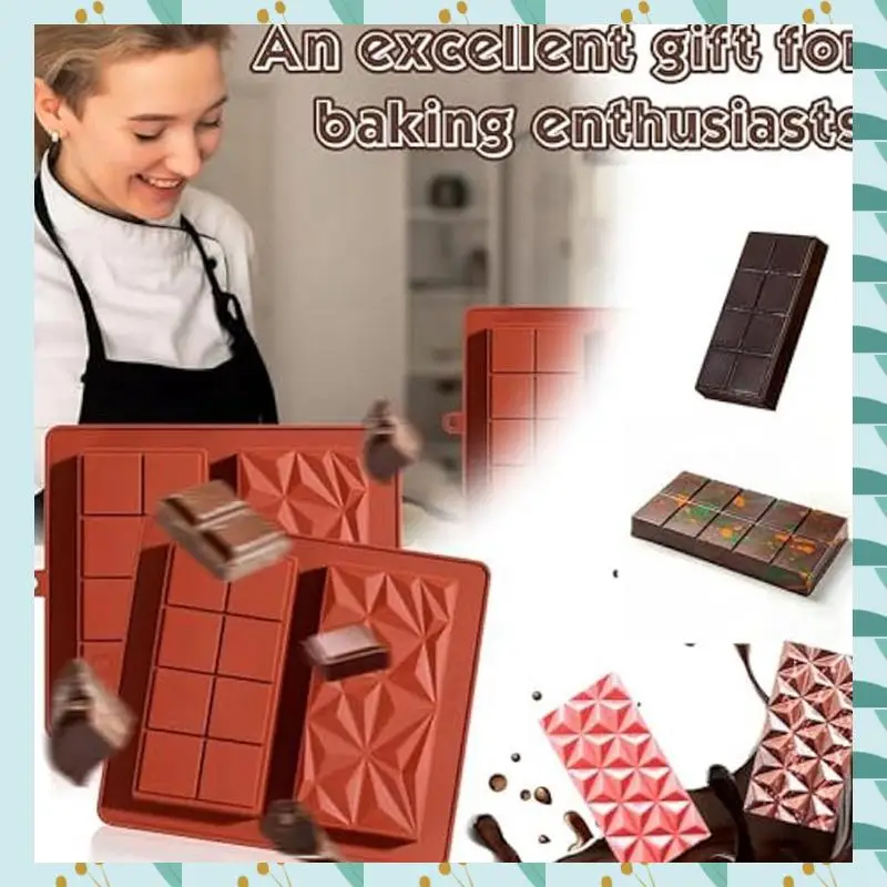 

A71P 2Pcs Silicone Chocolate Bar Mold Chocolate Bar Mold For Stuffed Bar,Candy Bar Mold For Filling Pistachio Chocolate