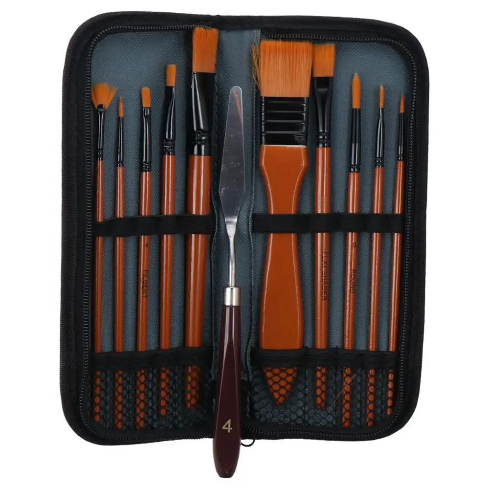 

15 Pieces Paint Brush Set, 1 Paint Spatula with Brush Case , Intermediate Series for Acrylic, Gouache Painting, Oil
