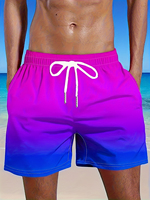 Summer New Men's Gradual Change Of Color Shorts Drawstring Belt Beach Vacation Shorts With Pockets Outdoor Fitness Casual Wear