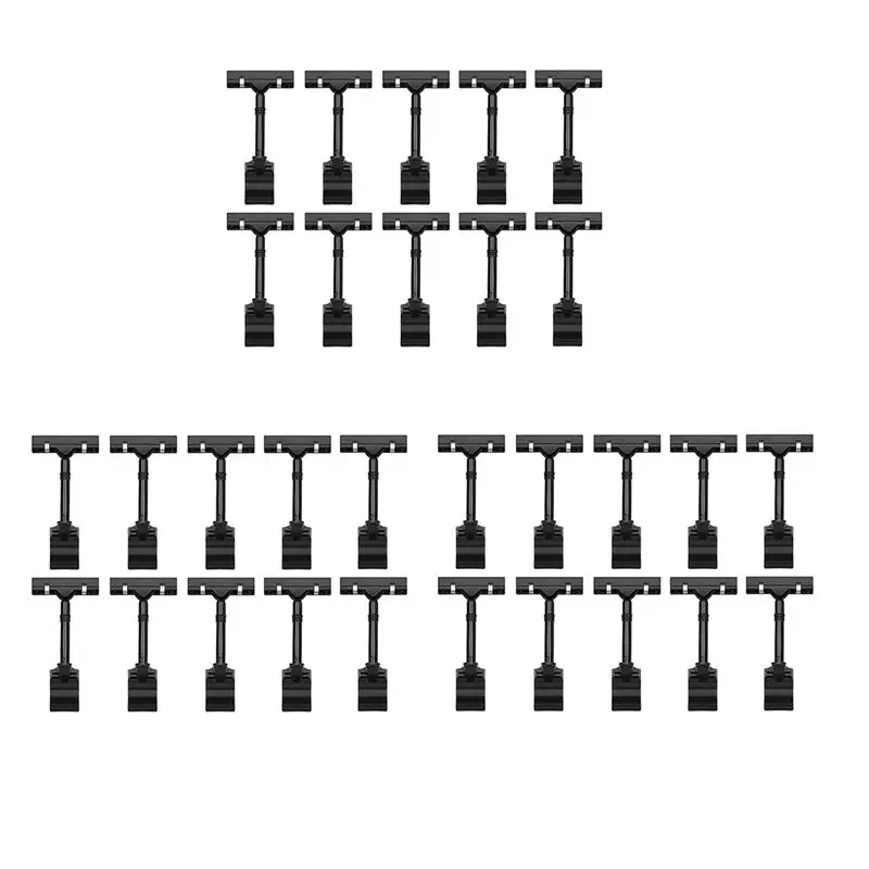 ABUH-30PCS Adjustable Plastic Sign Holder,Clip-On Style Double Head Display Clips Rotating Reuse Sign Price Tag For Store