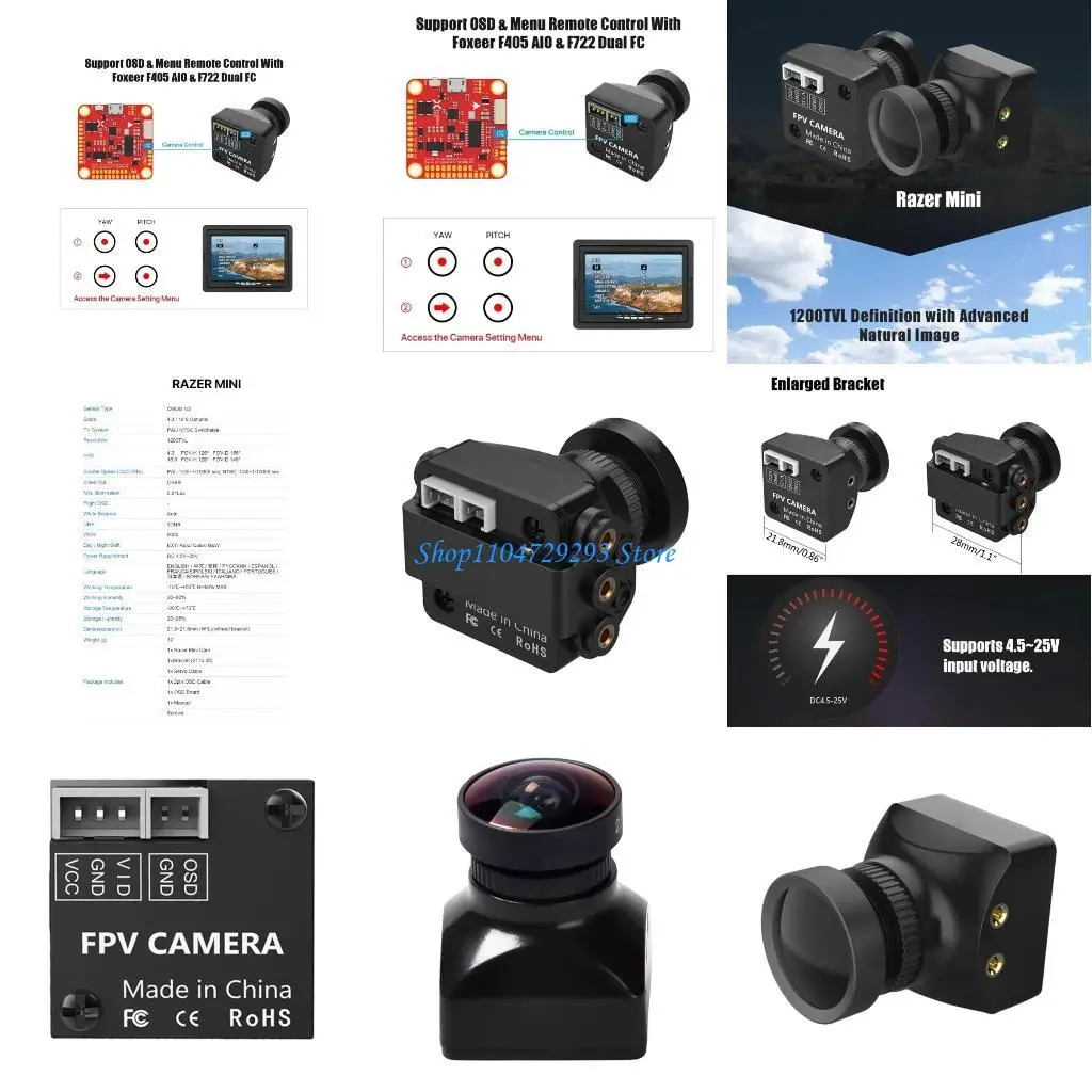 

Y2GD Mini 1200TVL Camera NTSC Switching Crossover Machine Wide Multilingual Supported 2.1mm 1.8mm 4:3 16:9