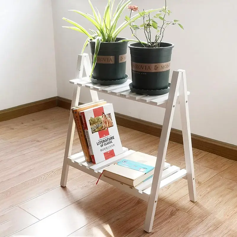 Étagère en bois pliable pour plantes, étagère à plantes T1, échelle intérieure et extérieure, présentoir pour plantes, étagères de rangement pour jardin, balcon, cour, 2 niveaux