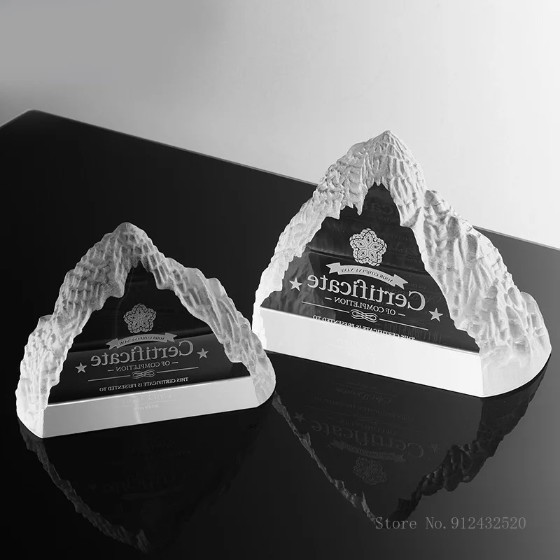 

Iceberg crystal trophy, custom glass Medal, free lettering, annual meeting honor, home decor, handicraft, new