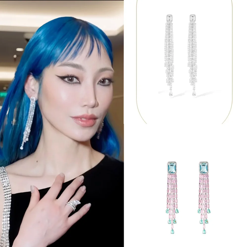 

Missvikki Original Gorgeous Shiny Long Tassel Earrings For Women Wedding Party Charm Full CZ Fashion Jewelry High Quality