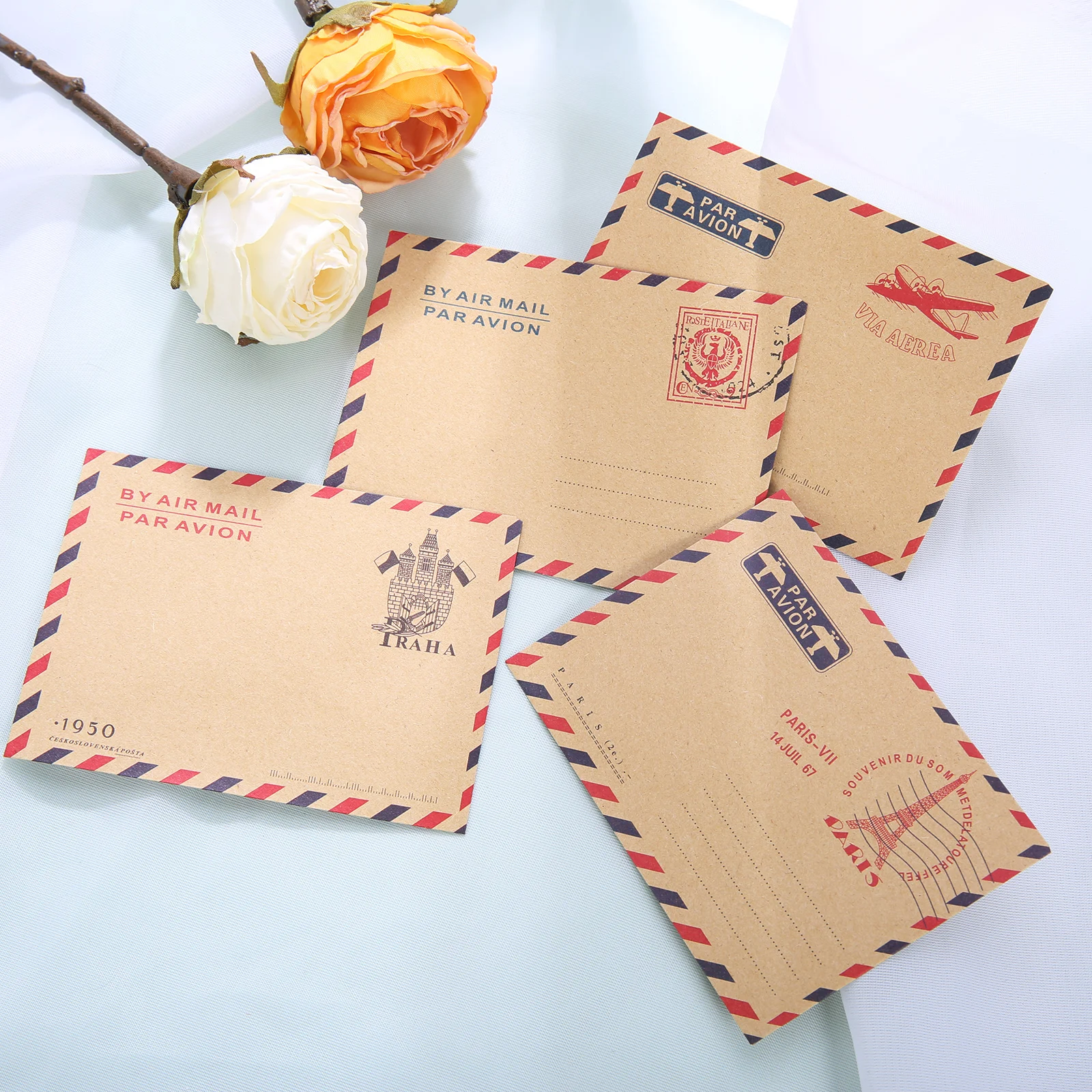 

10Pcs Mini Miniature Gift Envelope Nostalgic Postcard Letter Stationary Storage Brown Kraft Paper Vintage Envelop Color Random