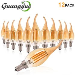 Ampoule LED à Filament Edison C35 E14 E12 2700K, Lumière Blanche Chaude, Rétro, Ambre, Verre, Lampes de Rechange, 220V, 110V, In347, 4W