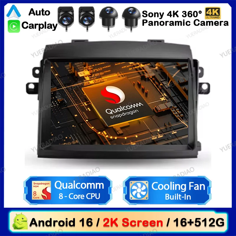 Radio Multimedia Android 16 para Toyota Sienna 2 XL20 2003-2010, Reproductor de Video Estéreo, GPS, Carplay, Auto 4G WIFI