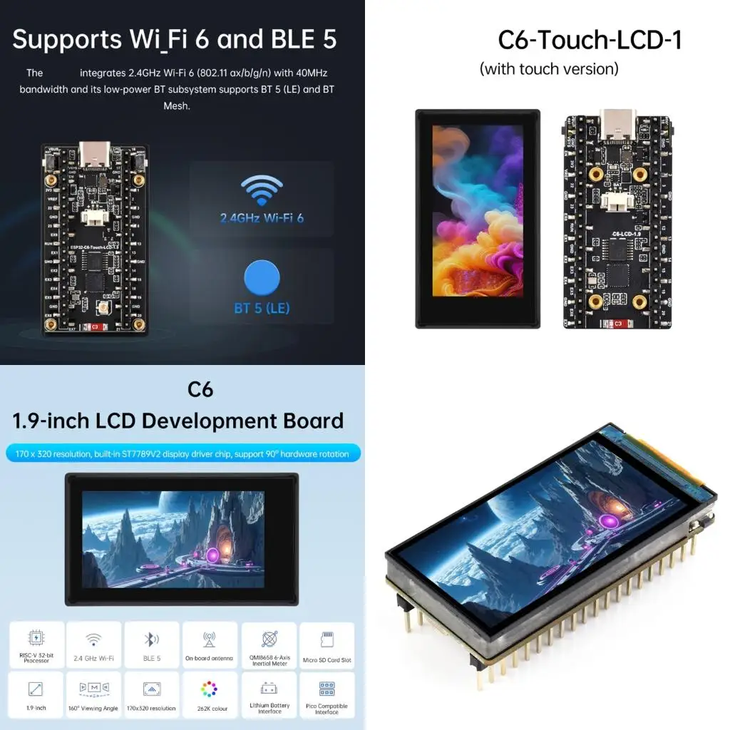 

1.9inch LCD Screen WiFi Bluetooth-compatible Development Board 170x320 160MHz Processor Type C Port