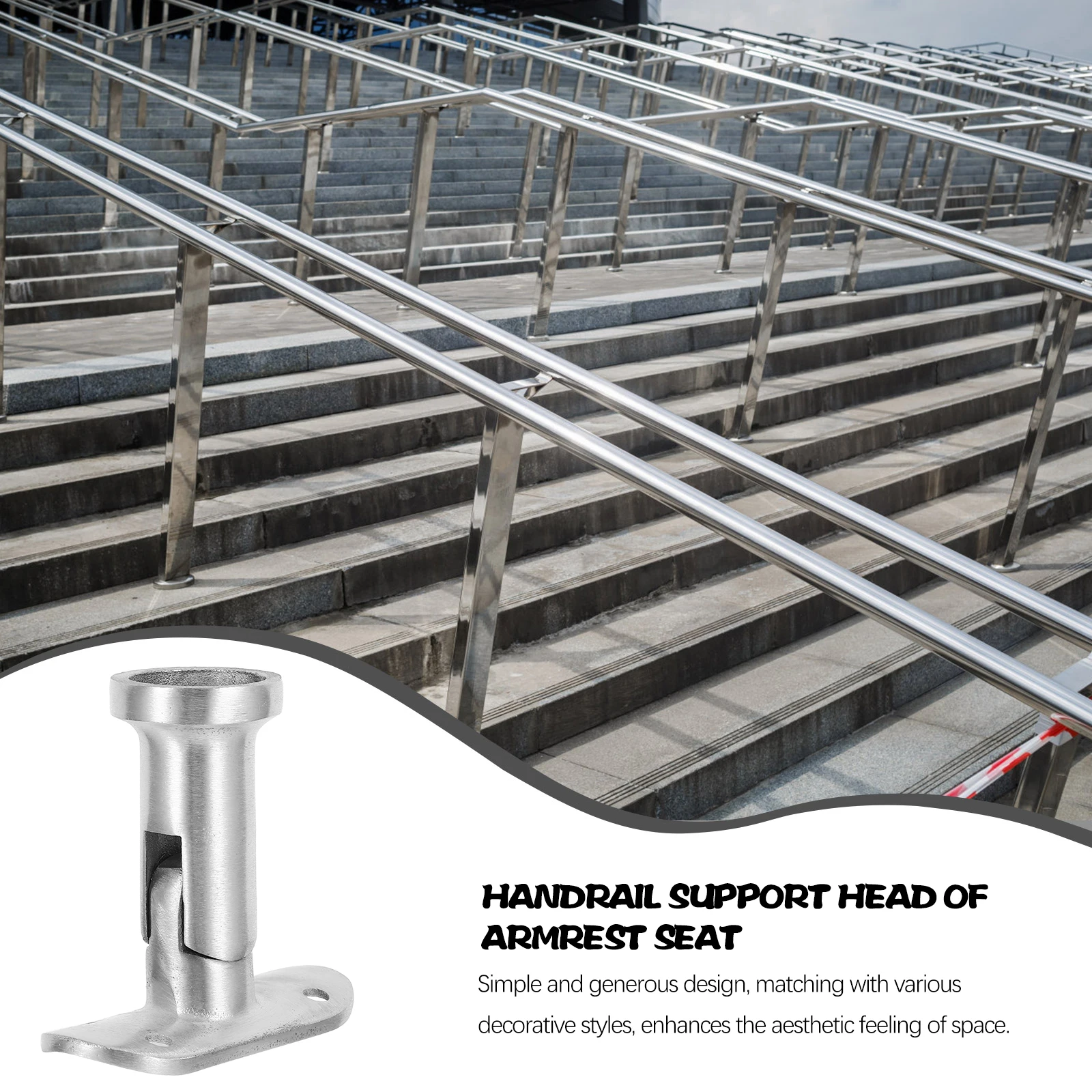 

Stair Railing Bracket Handrail Support Accessories Solid Stainless Steel Brackets for Indoor Stairs Silver Deck Work