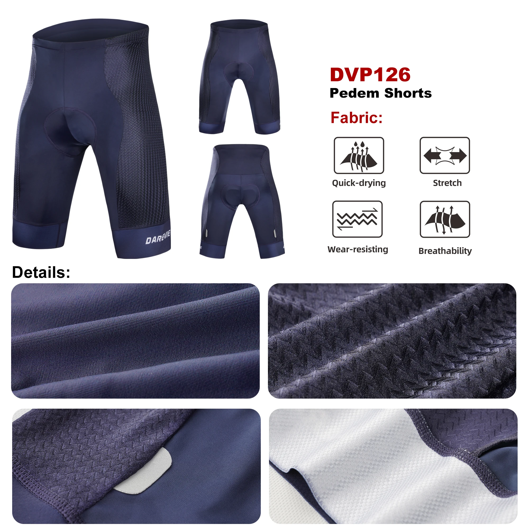 Afbeelding 6: DAREVIE Heren Fietsbroek Vochtafvoerend Fietsen Spons Fietsen Kleding Voor Mannen 7.5 Cm Anti Slip Sneldrogende Heren shorts