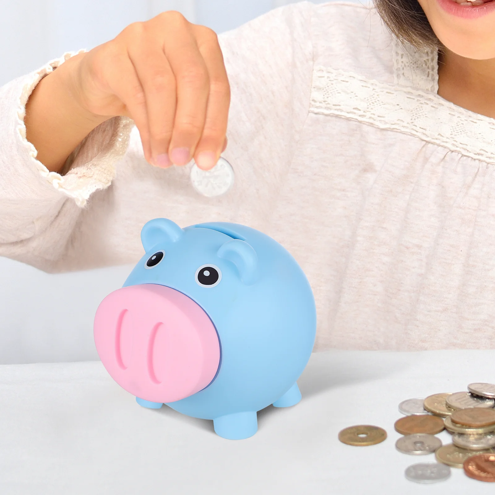 1個入り 子供用貯金箱 可愛い豚型コインバンク 頑丈なビニール製貯金箱 子供用現金収納 小型貯金箱