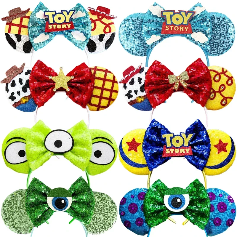 Bando telinga mainan Disney untuk dewasa, bando telinga Mickey Mouse, aksesori rambut Alien wanita, hiasan kepala Tahun ringan