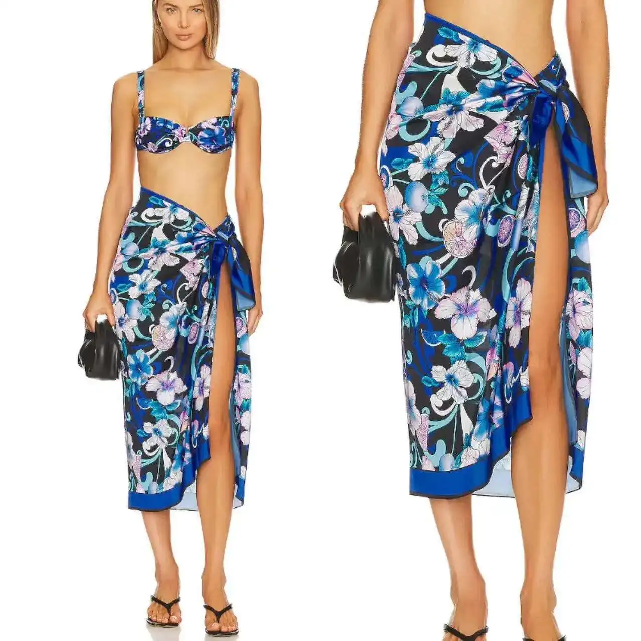 2025 Nuovo prodotto Gonna avvolgente stampata in cotone Bikini da donna Costume da bagno da spiaggia Grembiule Sarong