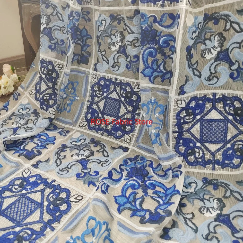 1ヤードのカラー3dメッシュ刺繍生地、ドレス、衣類、縫製、カーテン、装飾用生地