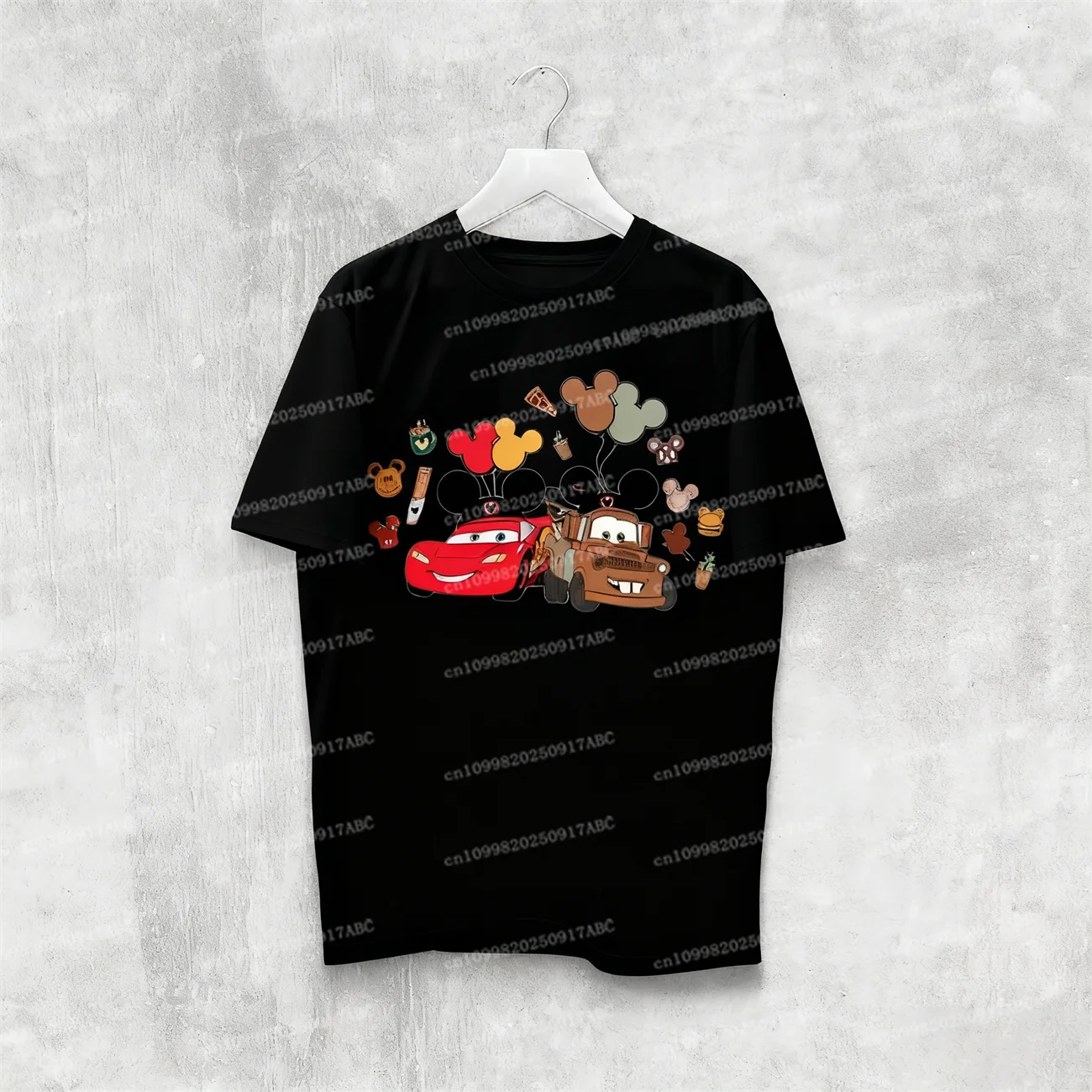 

Men T-shirt Lightning McQueen Sally Cars T-Shirt Couple Unisex Cartoon Men's Women Top Cotton Tee Kid Short Sleeve