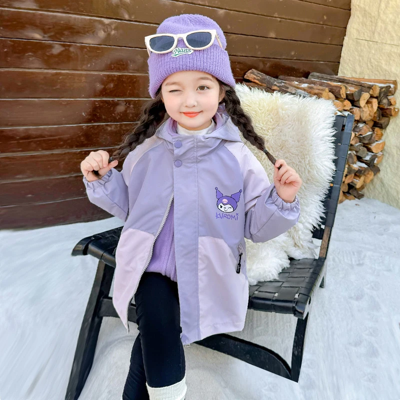 

Kawaii Y2k Anime Children's Clothing Sanrio Hello Kitty Kid Plush Outdoor Jackets Girls Winter Coat Kids Coats Padding Jumpsuit