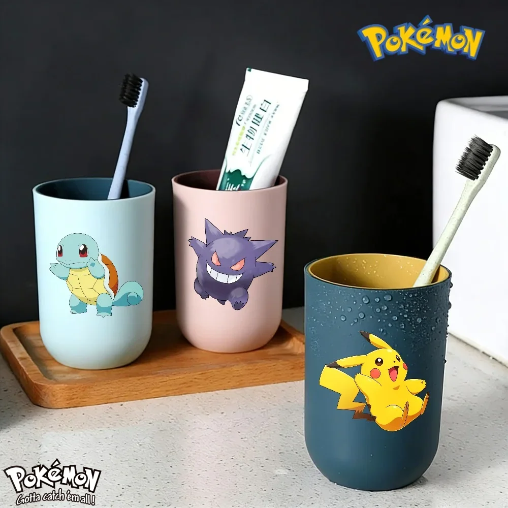 

2026 Anime Kawaii Pokemon Bathroom Tumblers Shower Room Home Supplies Travel Accessories Toothbrush Cup Kids Birthday Present
