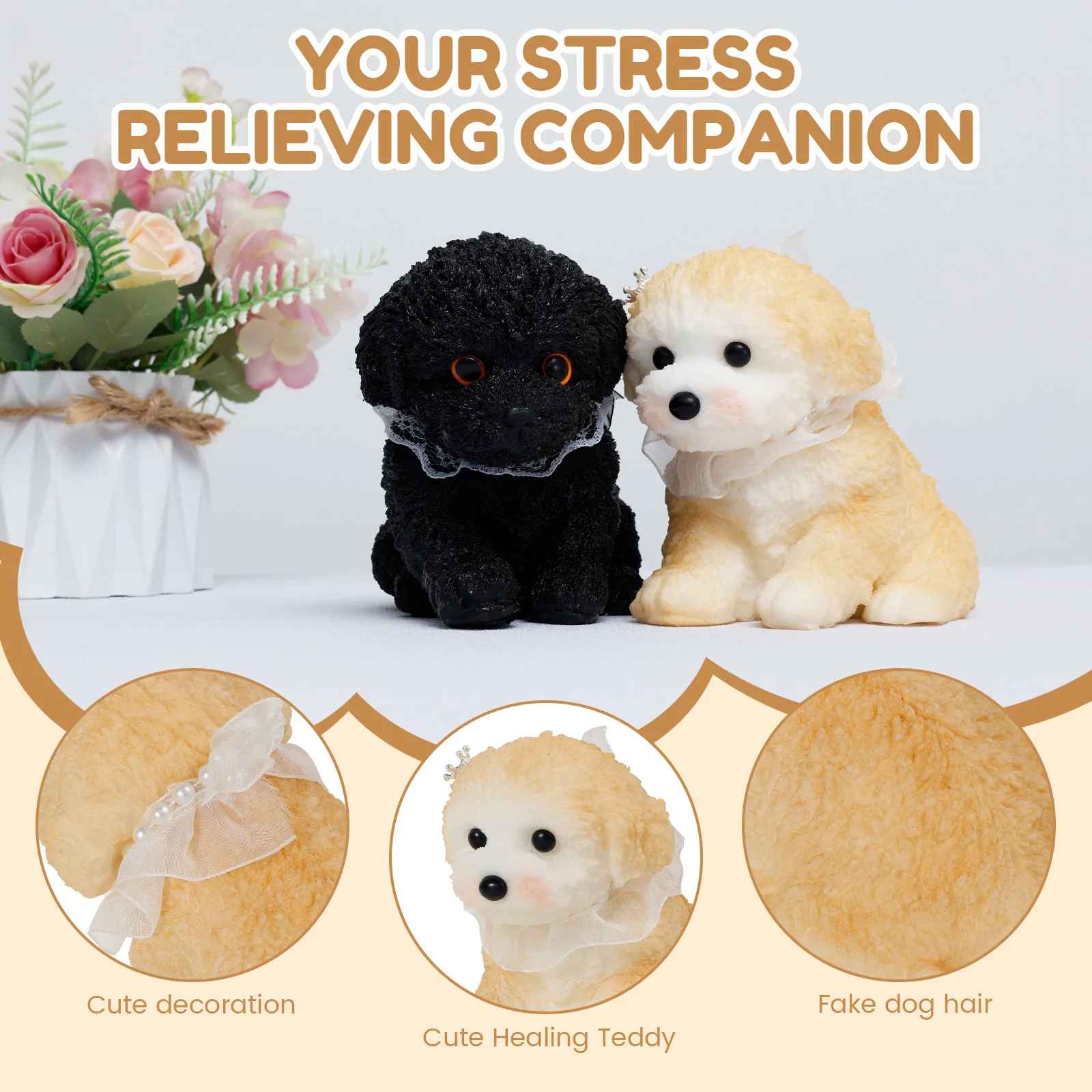 2-teiliges Entpacken-Spielzeug, Squishy-Hundespielzeug, bezaubernder Squeeze-Hund, realistischer Squishy-Welpen-Stressabbau-Spielzeug für Erwachsene und Kinder, Entspannung, Kneifen