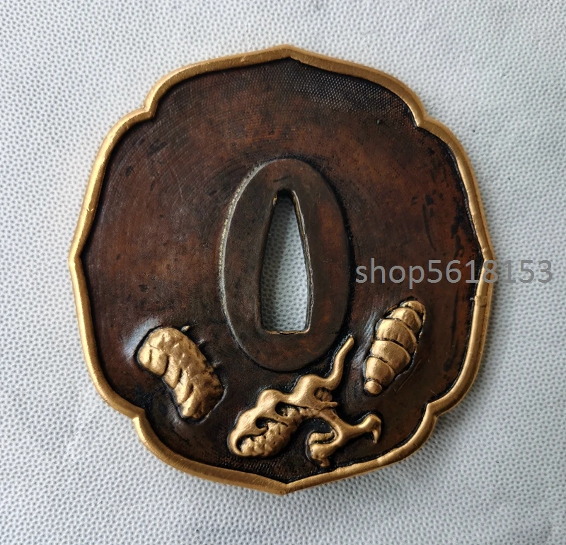 Gold Copper dragon tsuba fuchi Menuki for japanese sword's katana wakizashi tanto