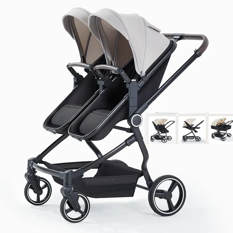 

Twins, babies, second child, one big and one small treasure, double, ultra-light folding, stroller stroller can sit and lie down