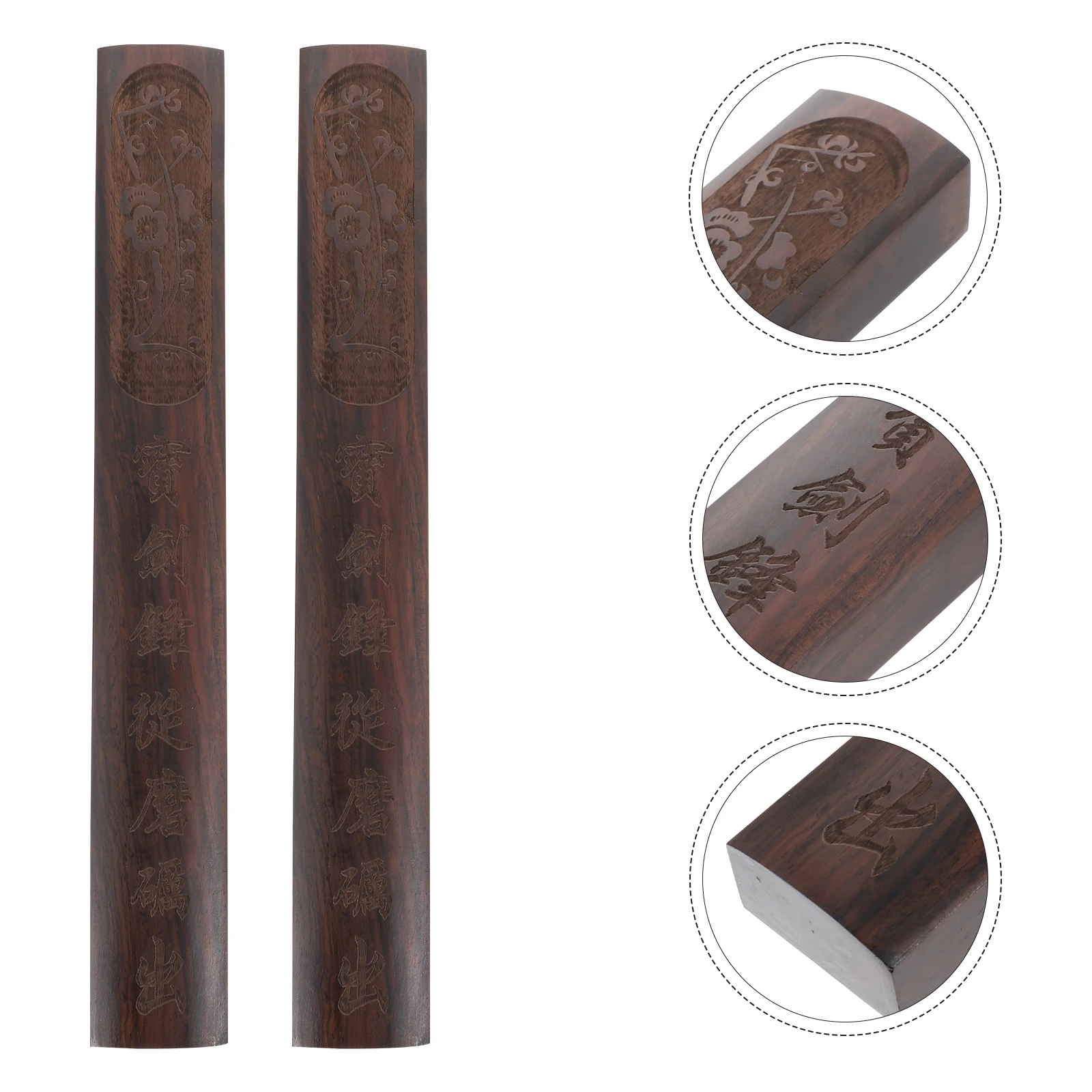 

1 Pair Solid Wood Chinese Calligraphy Paperweight Smooth Durable Pressing On Paper Block For Sumi Drawing Kanji Writing Desktop
