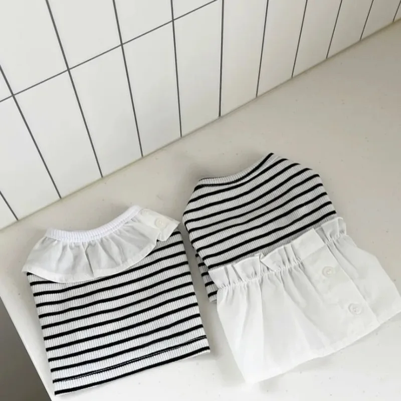 

Lace Pet Dog Striped Dress Pet Summer Clothes Cat Teddy Couple Dress Puppy Vest Maltese Anti-Shedding Skirt Pets Supplies