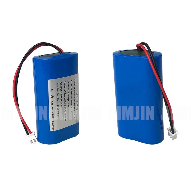 ชุดแบตเตอรี่ลิเธียมปลั๊ก XH2.54-2P 2S1P ความจุสูง7.4V 3000mAh เหมาะสำหรับโปรเจคเตอร์ลำโพงการตรวจสอบแบบไร้สาย