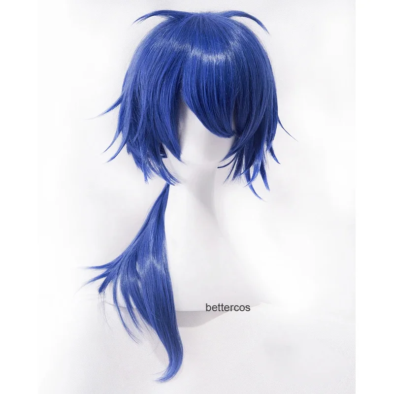 División Rap batalla hipnosis micrófono dados Arisugawa Cosplay 60cm azul ondulado resistente al calor pelucas de pelo sintético + gorro de peluca