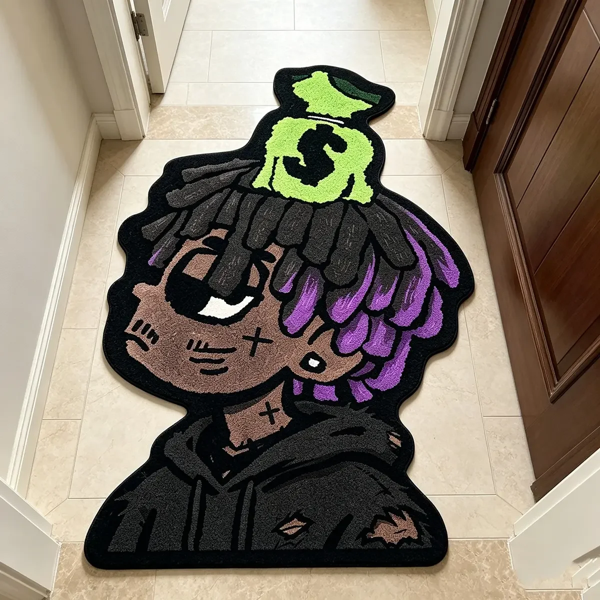 VIKAMA Creative Cartoon Character Carpet Soft Foldable Anti Slip Carpet Living Room Bedroom Fashion Art Home Decoration