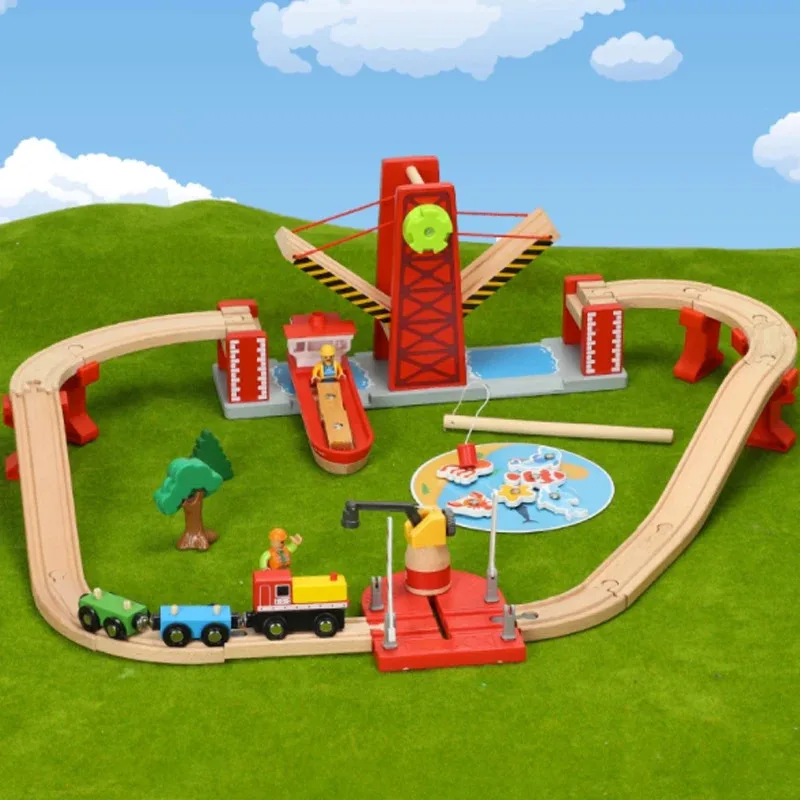 

TEMIKIDS Ocean Transport Track Set, Assembly Accessories, Play Scene, Children's Toys Compatible With Trains And Wooden Tracks P
