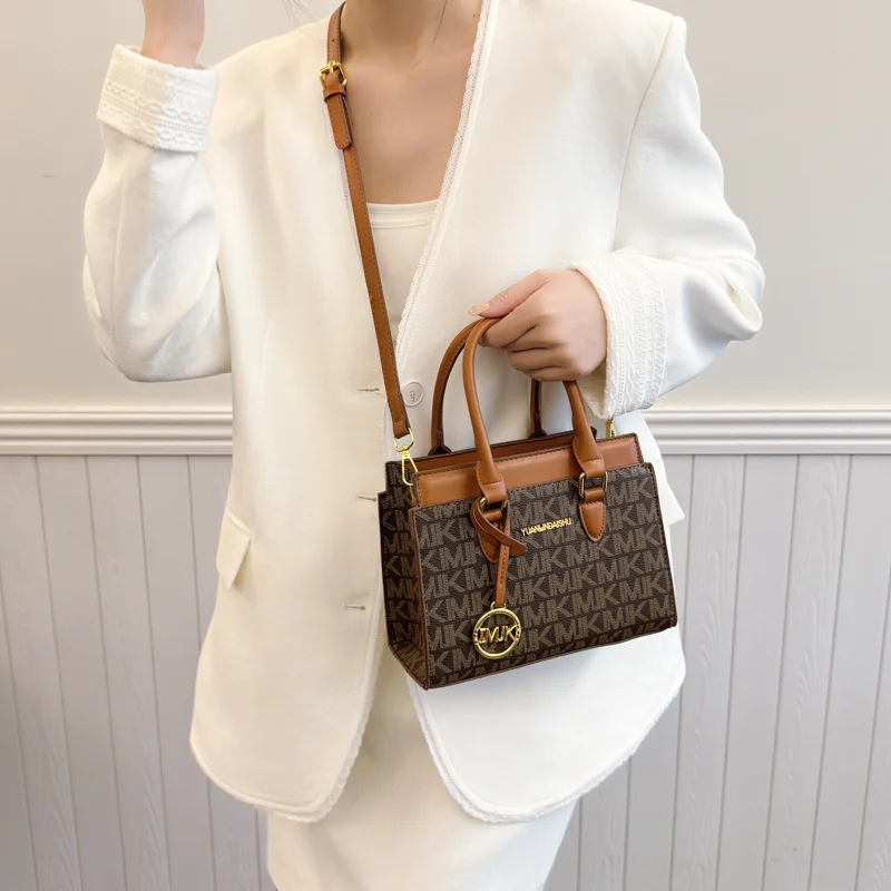 

2025 French-Inspired Vintage Print Tote Bag for Women Minimalist Top Handle Shoulder Purse Adjustable Crossbody Strap