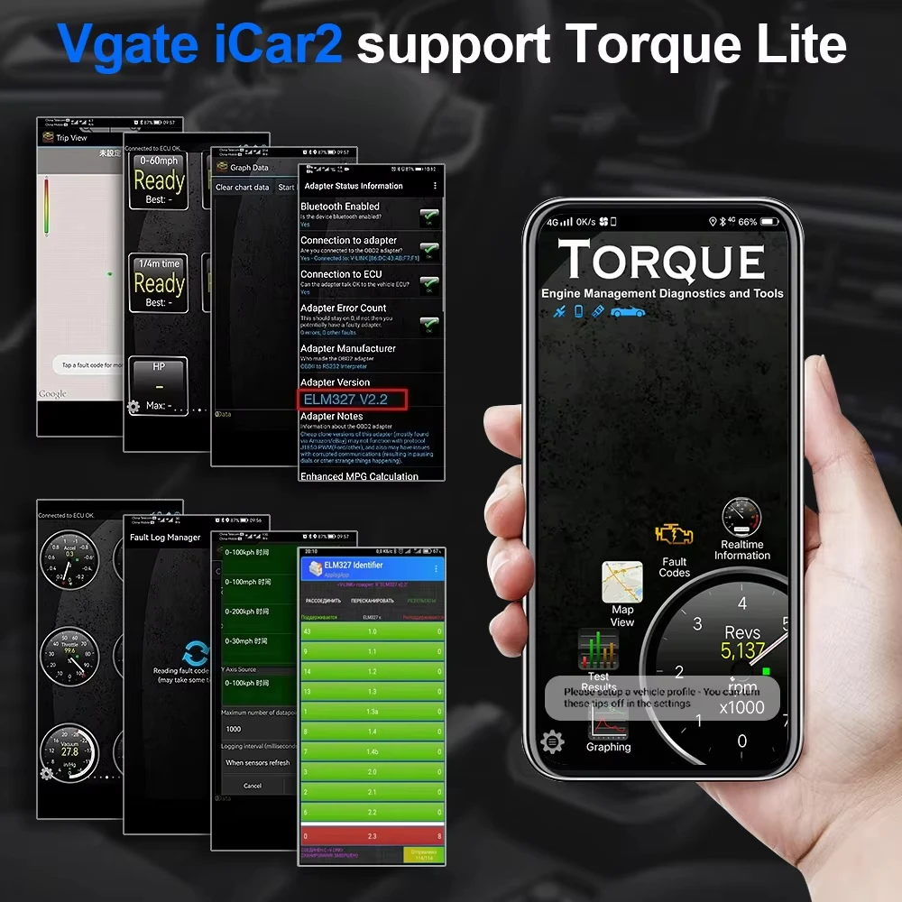 Vgate iCar2 ELM327 WIFI Bluetooth OBD2 Scanner PK ICAR2 ELM 327 V1.5 Car Auto Diagnostic Tool For Android/IOS/PC