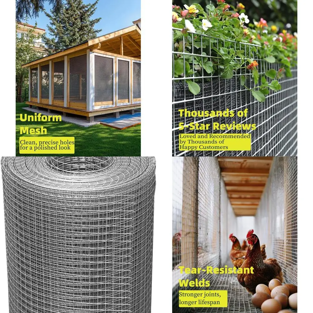 

Рулон сварной проволочной сетки из оцинкованной сварной проволочной сетки диаметром 1/2 дюйма, 36 x 100 футов, 19 калибра для курицы и контроля змей