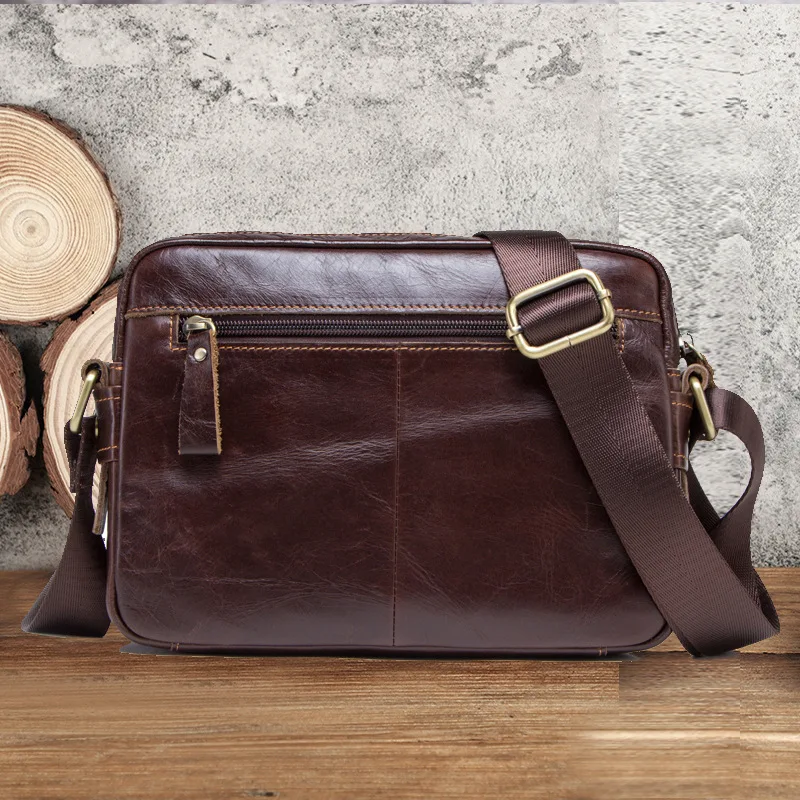 Fashion Genuine Leather Men's Shoulder Messenger Bag Vintage Cowhide Crossbody Bag Casual Man Handbag