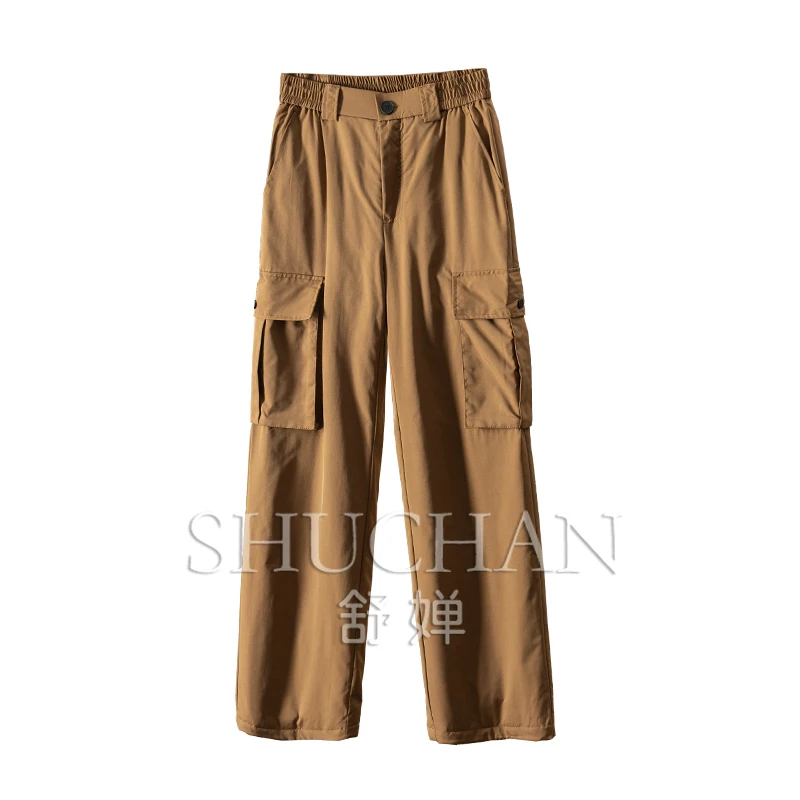 

Safari Style Elastic High-waisted 90% Duck Down Straight Down Pants Women Pantalones Mujer Cargo Pants