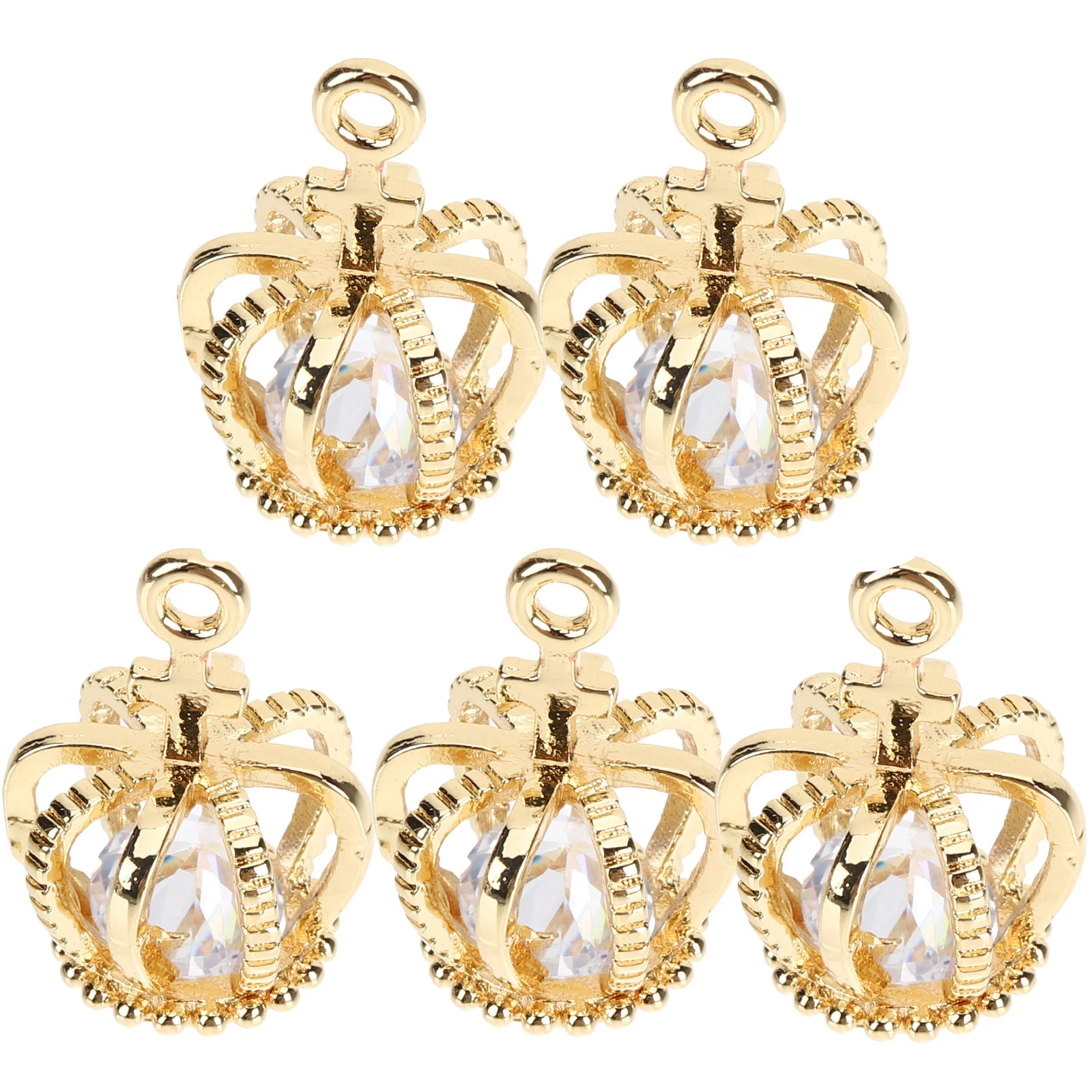 

5 шт. подвесок-шармов в виде короны с цирконом, креативный дизайн тиары, медный материал, для изготовления ювелирных изделий своими руками, аксессуары для рукоделия