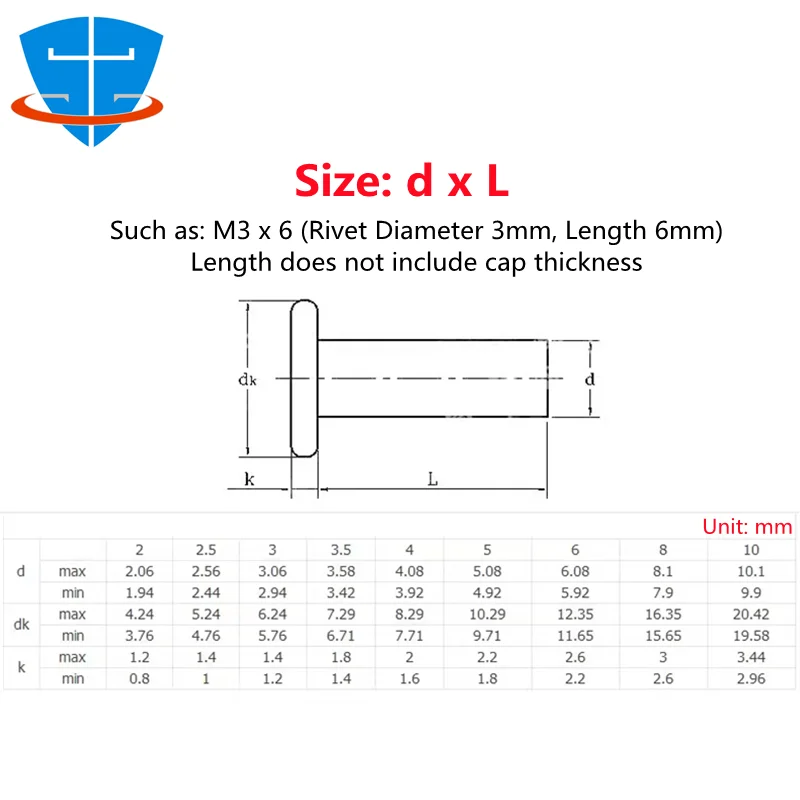 GB109 M2 M2.5 M3 M4 M5 M6 M8 de aleación de aluminio sólido de cabeza plana con cabeza avellanada remache-Conectar percusión mano a remache